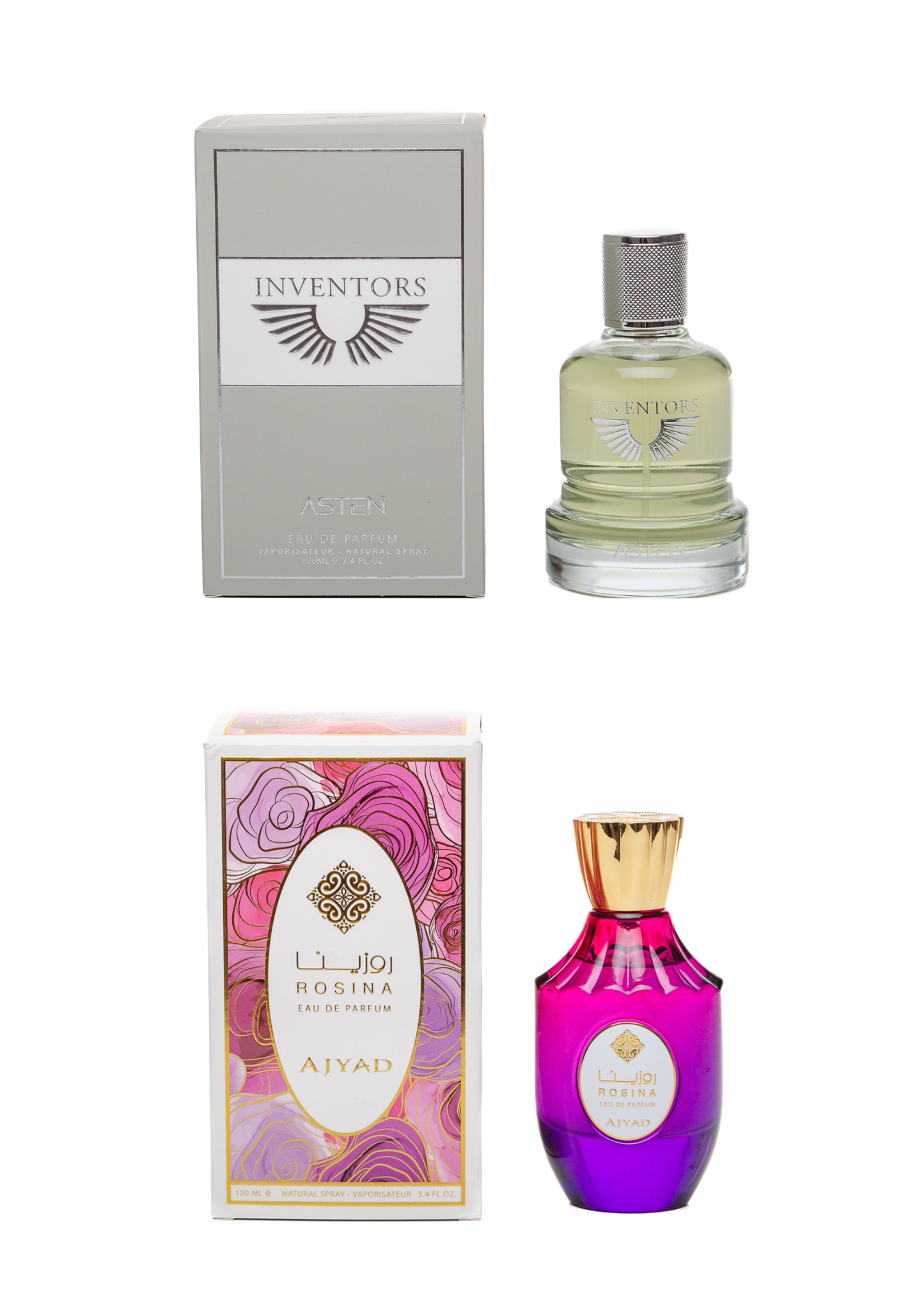 ASTEN INVENTORS 100ML EDP & AJYAD ROSINA 100ML EDP