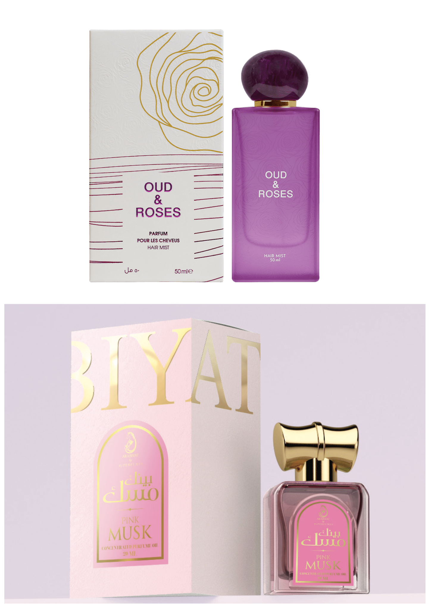 OUD & ROSES спрей за косa & ARABIYAT PINK MUSK CPO 20ML Парфюмно Масло