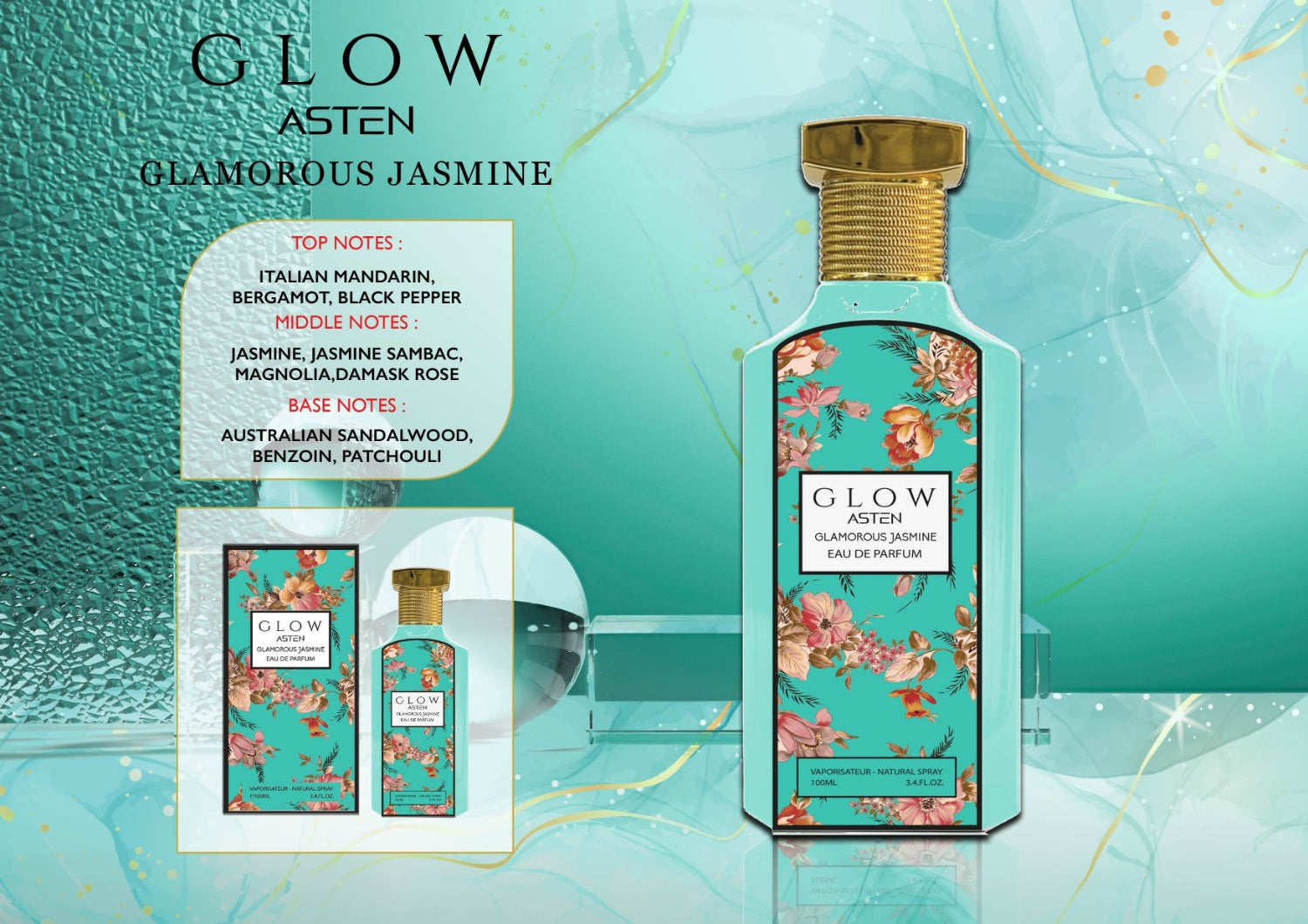 ASTEN GLOW GLAMOROUS JASMINE 100ML EDP Френски Женски Парфюм - Denaya