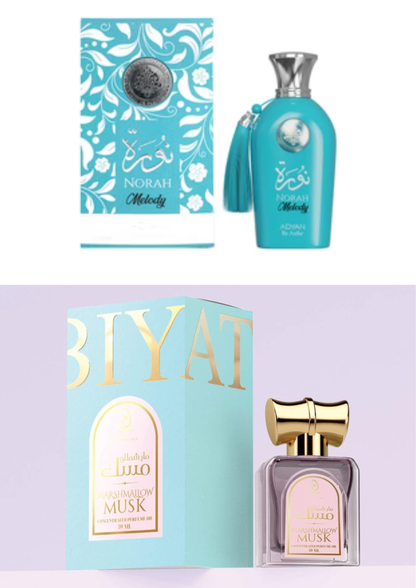 ADYAN NORAH MELODY 100ML EDP & ARABIYAT MARSHMALLOW MUSK CPO 20ML